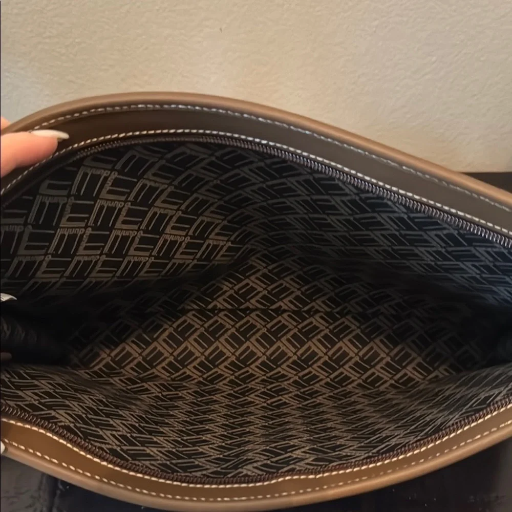 Vintage Dunhill Brown Herringbone Pouch Bag with Sleek Design